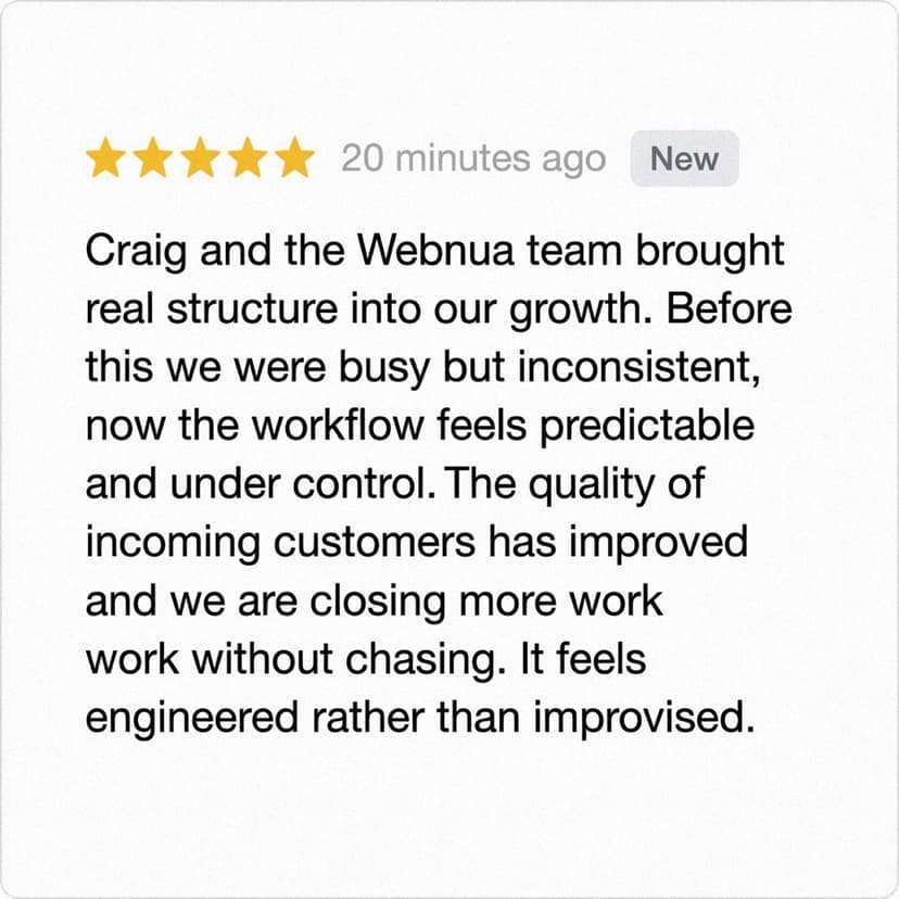 Client Google review screenshot