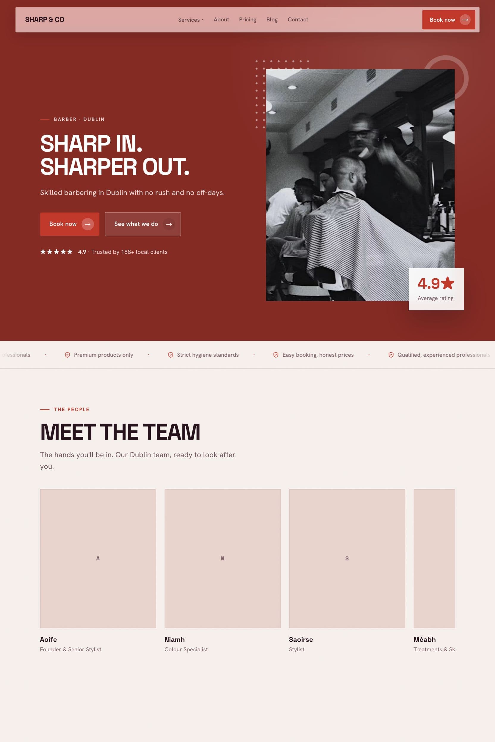 Example barber website built by Webnua for Dublin 8