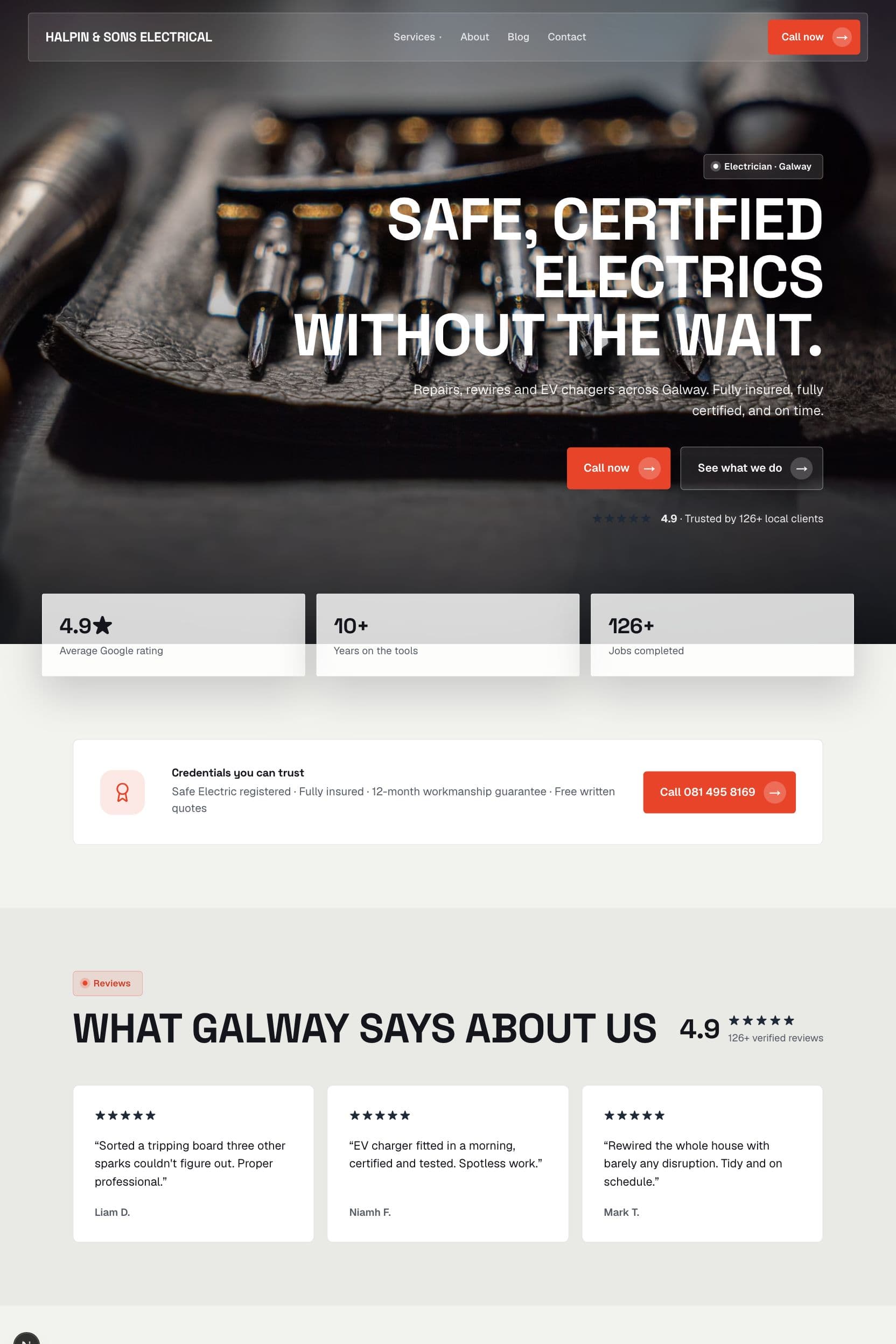 Generated electrician website for Galway