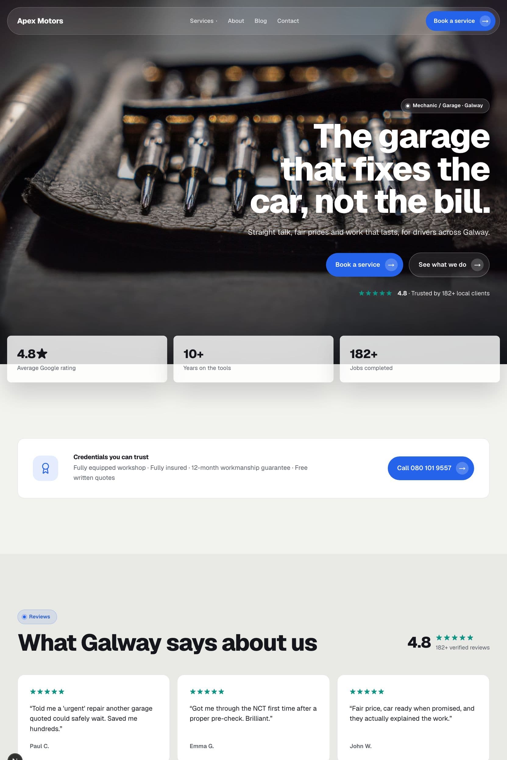 Generated mechanic website for Waterford