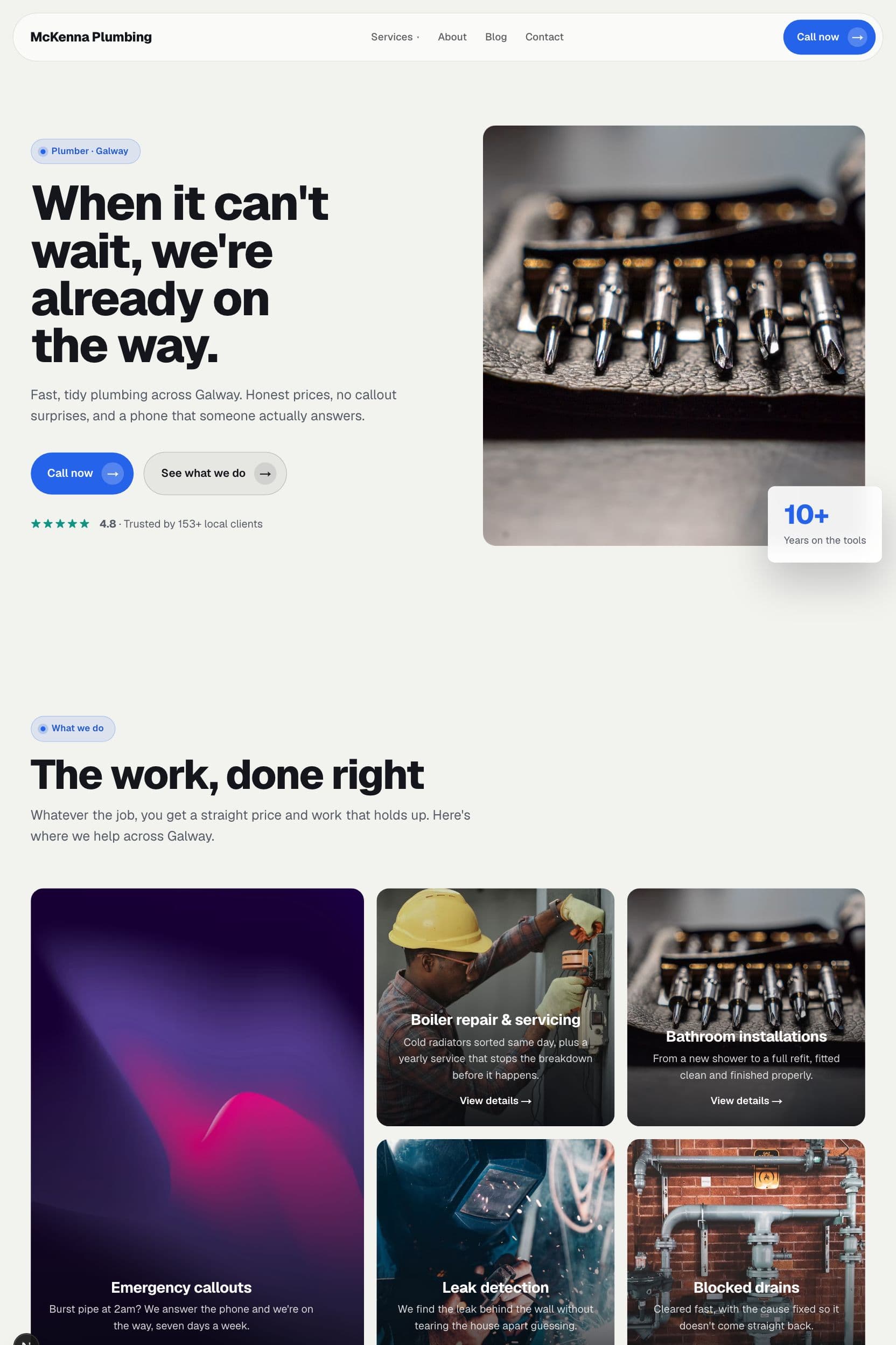 Generated plumber website for Cork