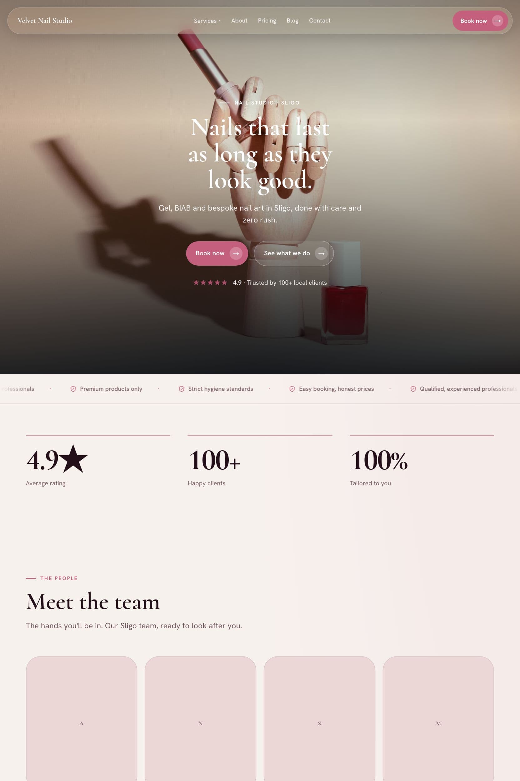 Example nail salon website built by Webnua for Sligo