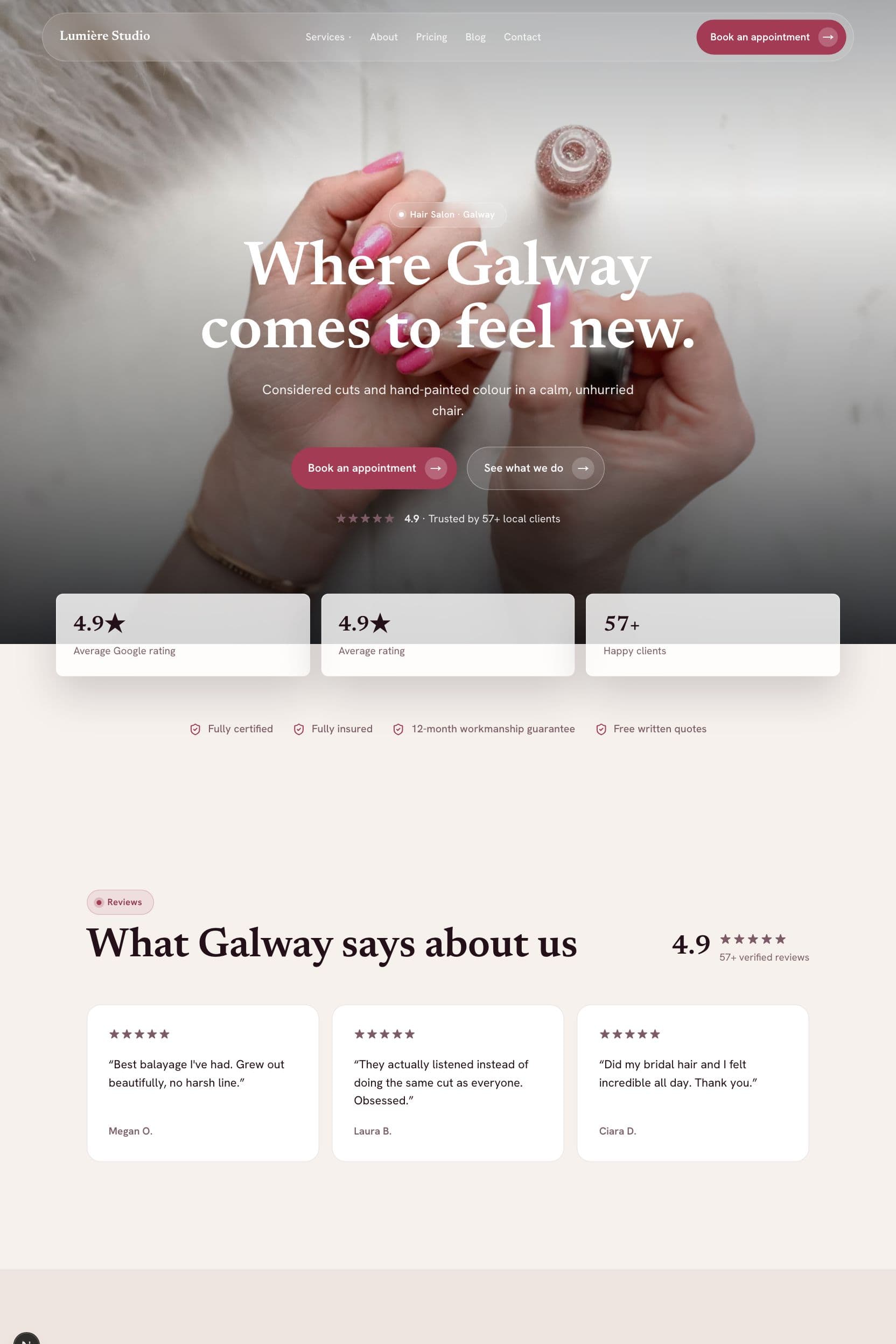 Generated nail salon website for Sligo