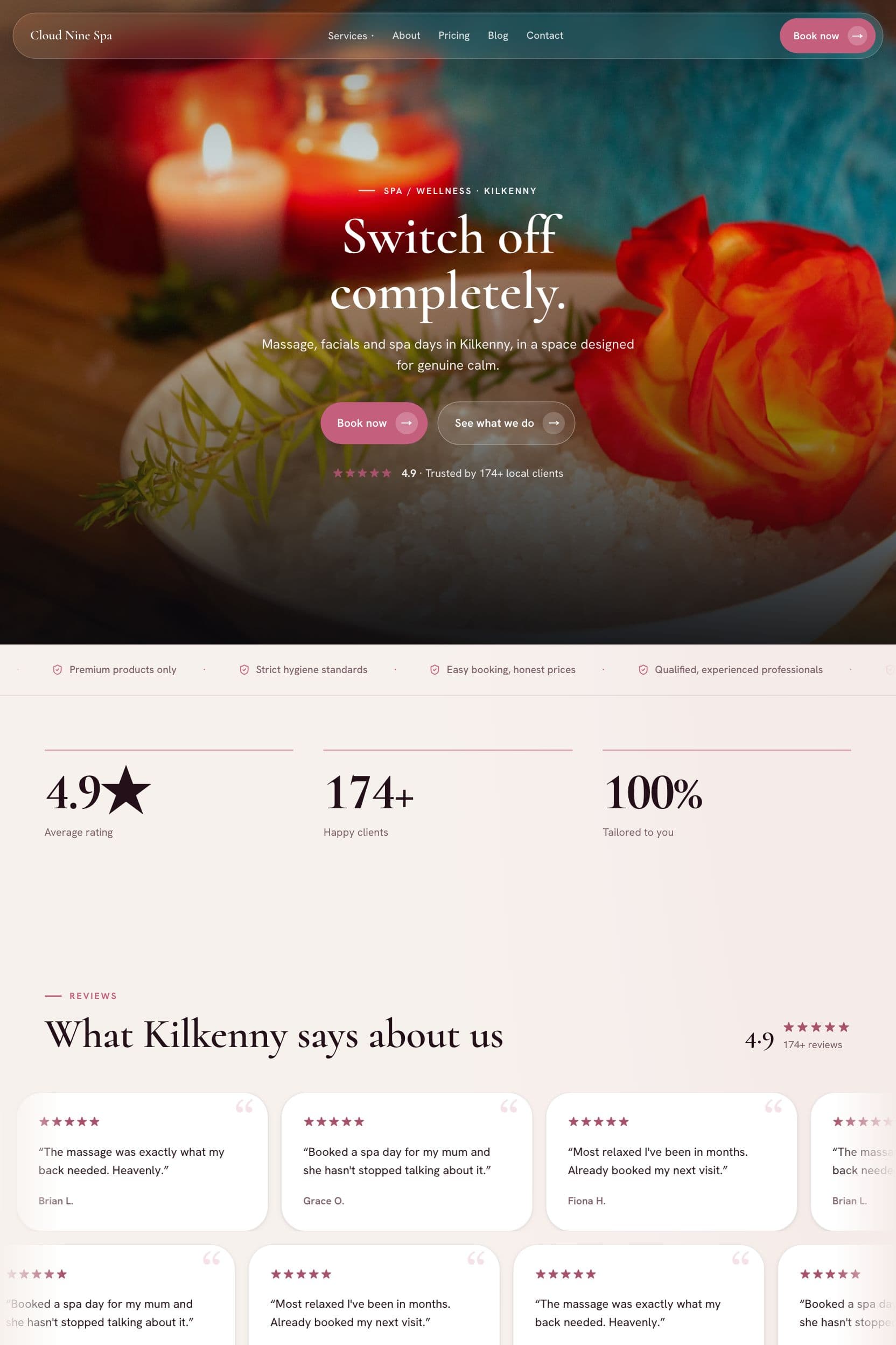 Example spa website built by Webnua for Kilkenny