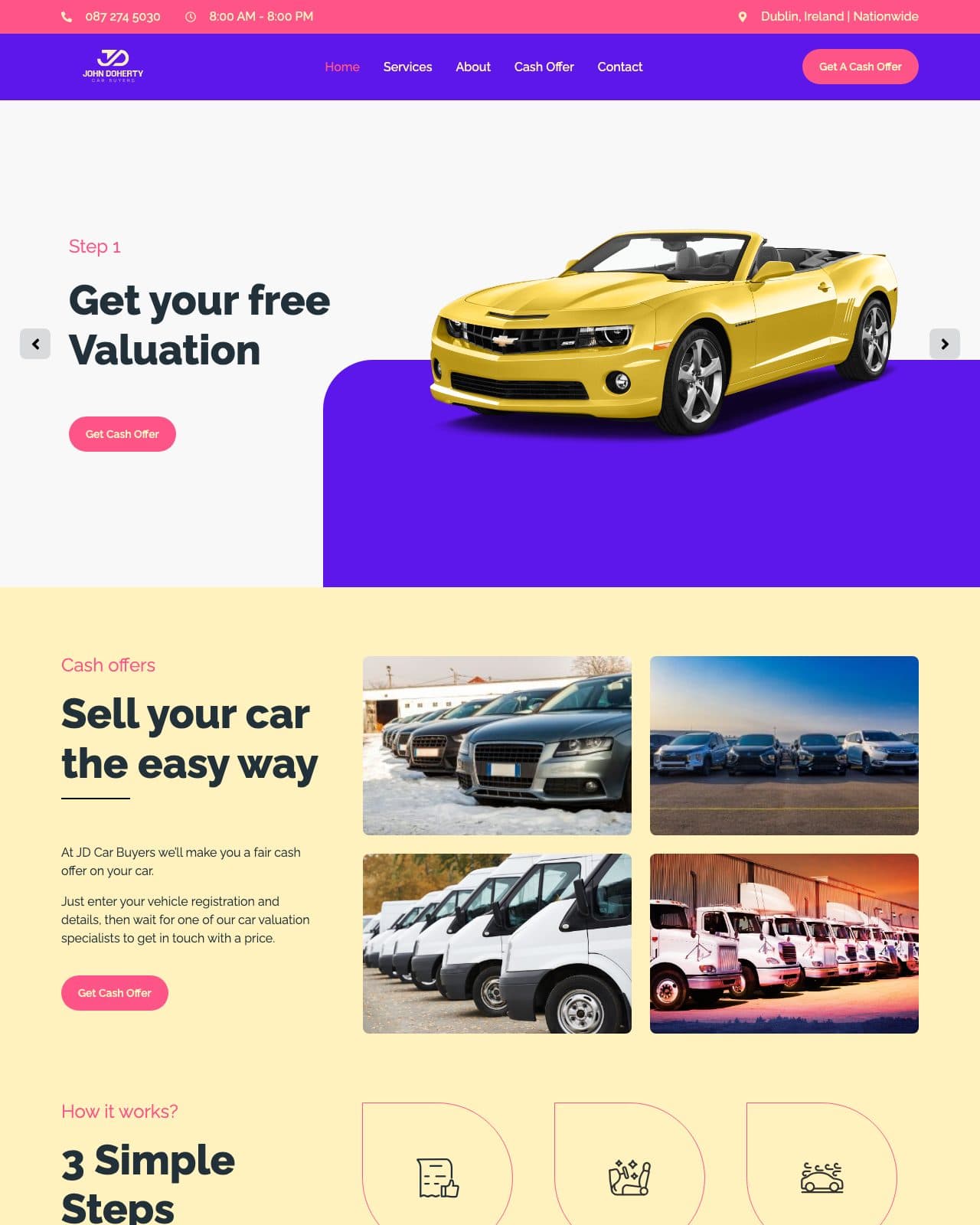 JD Car Buyers website by Webnua